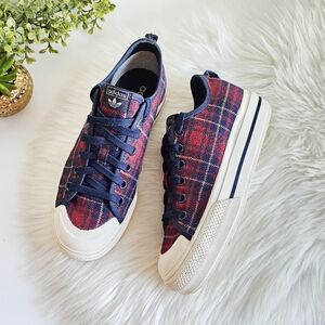 Adidas Originals Women's NIZZA RF Platform Mid Plaid Sneakers Women's Size 8